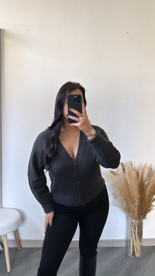 Casaco de malha com decote em V