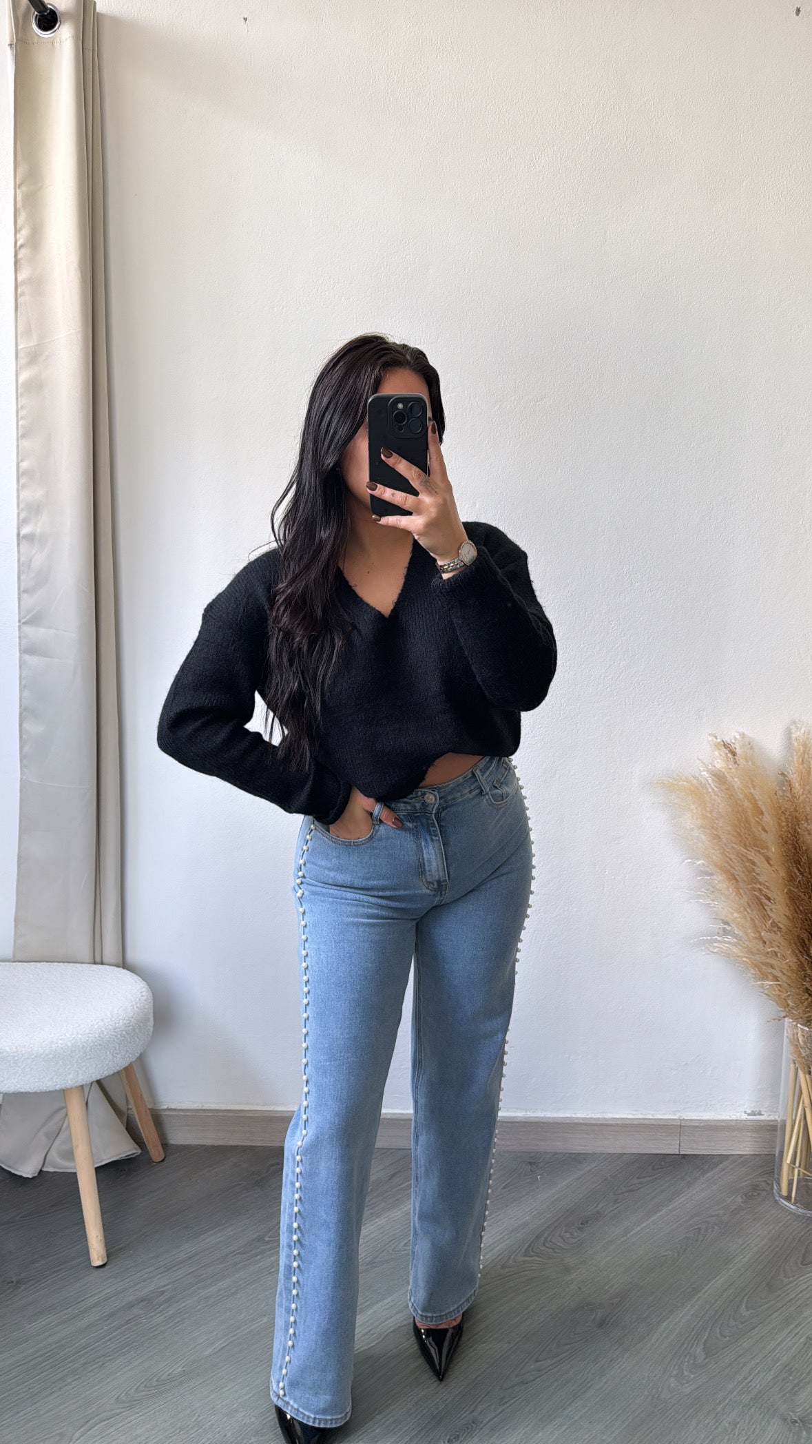 Calças de ganga Wide Leg perlas