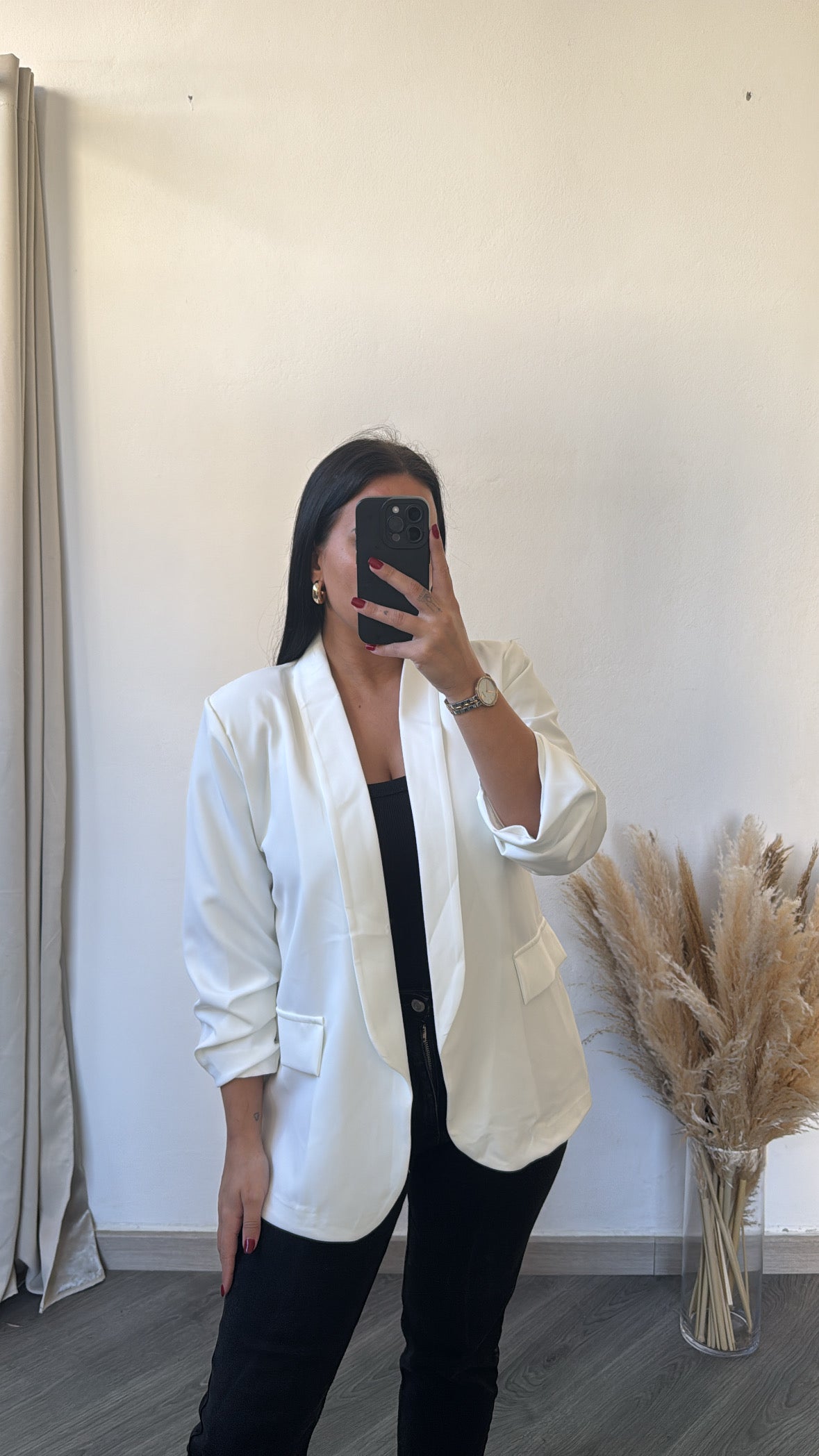 Blazer com mangas arregaçadas- branco