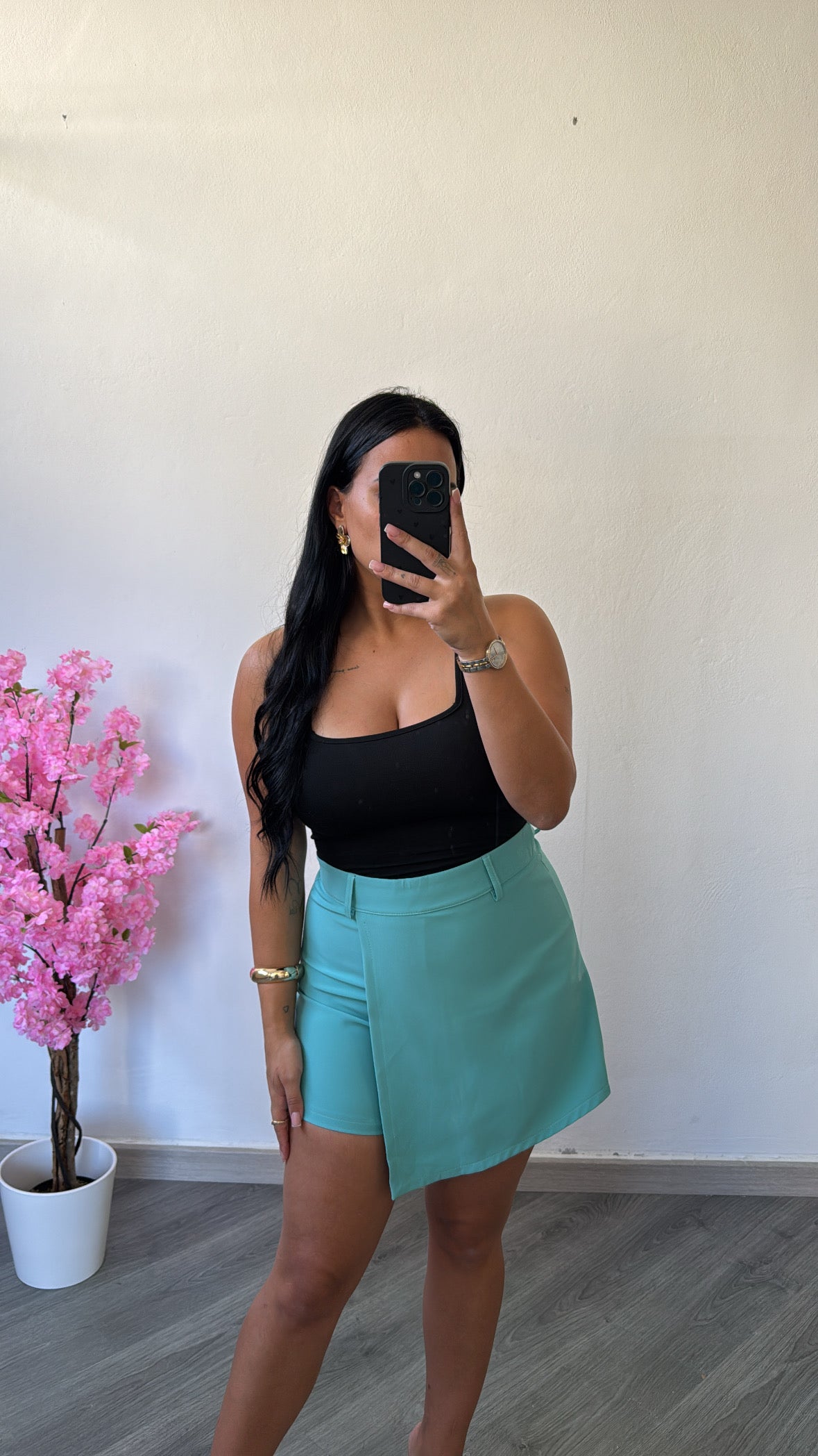 Saia-calção azul turquesa