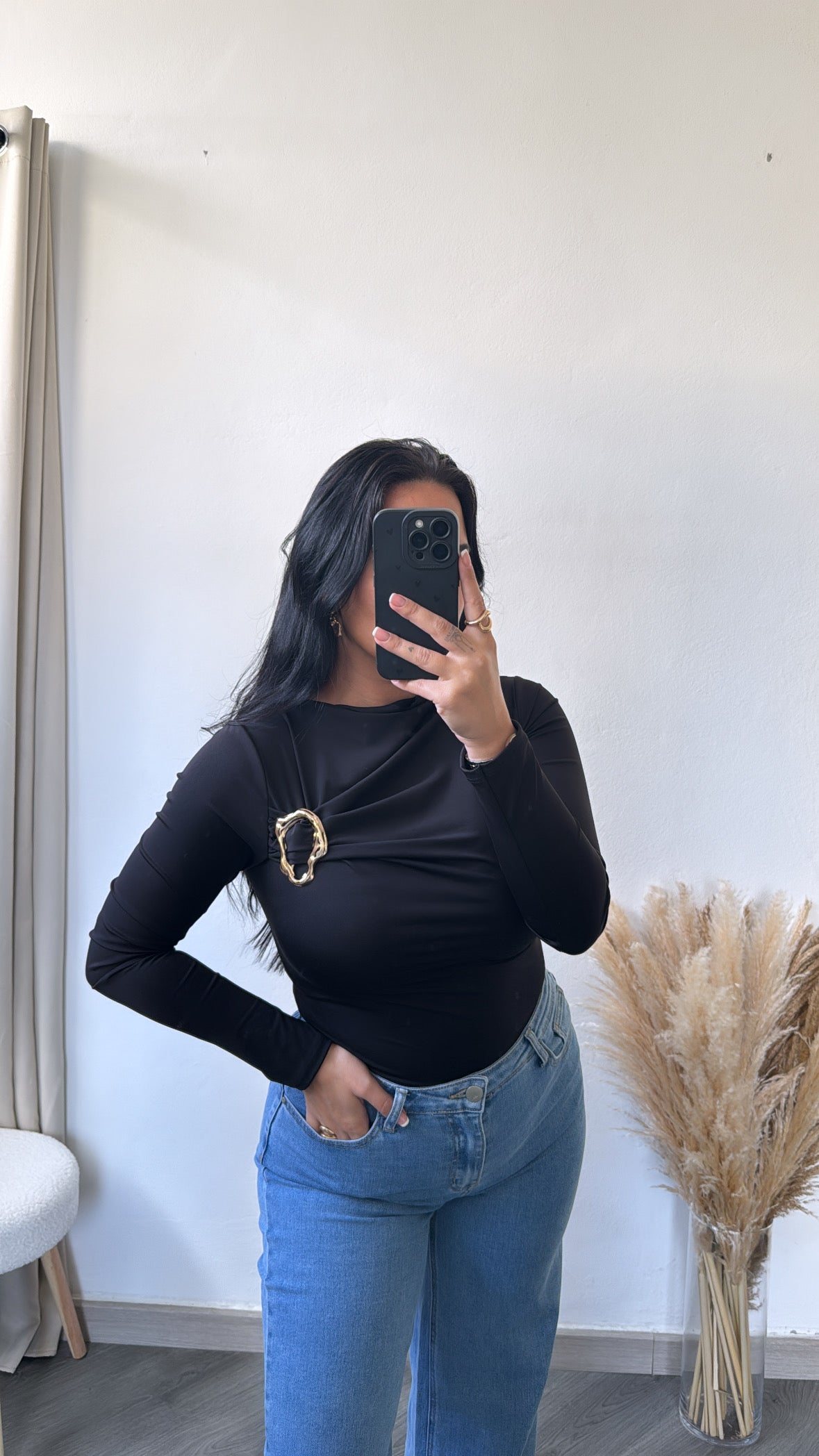 Camisola de licra - preto