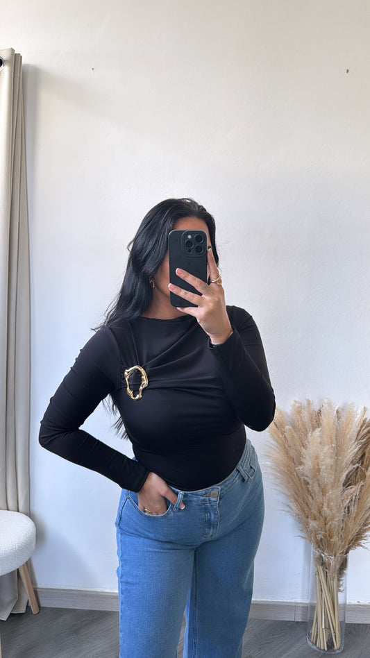 Camisola de licra - preto