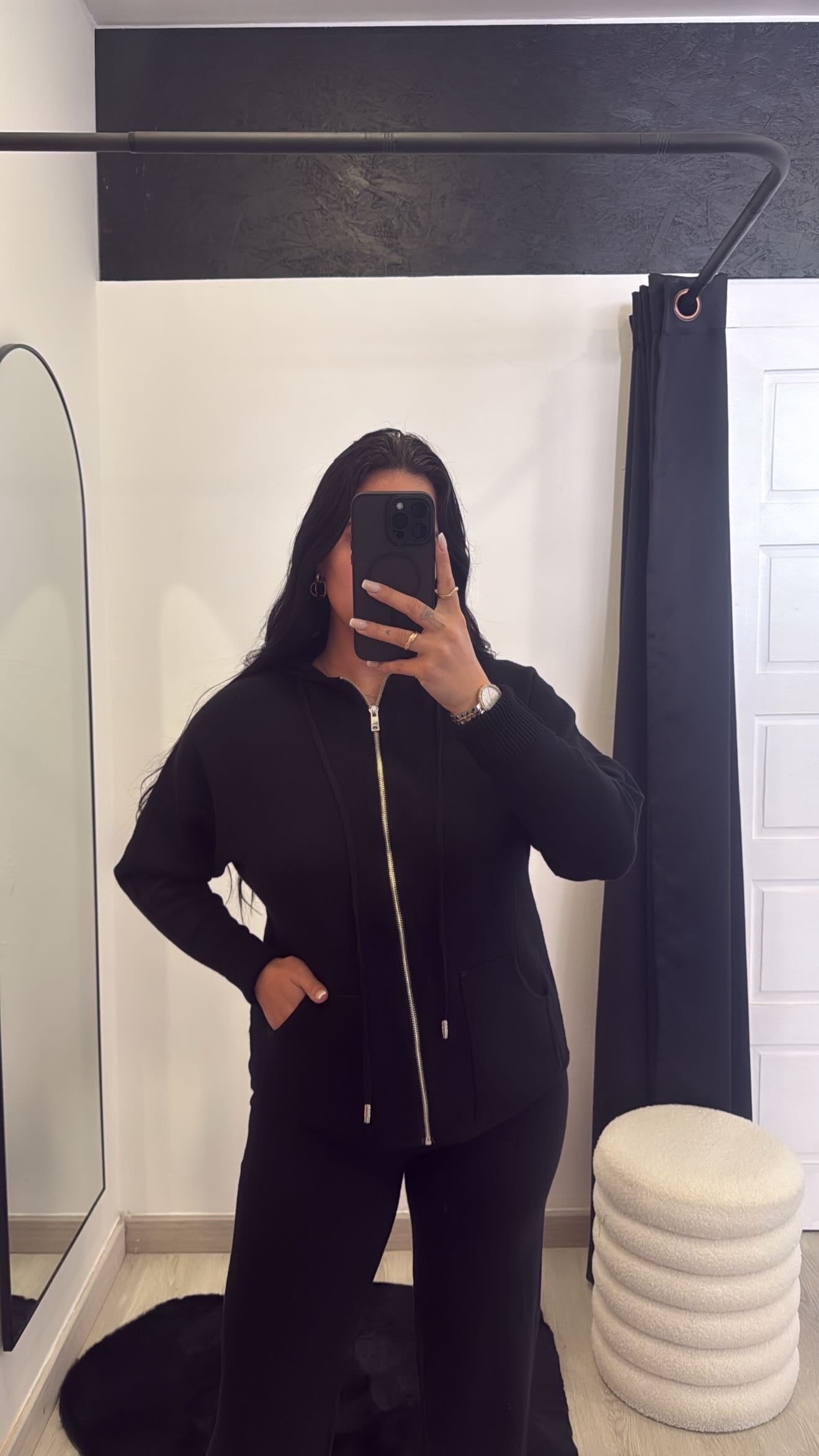 Conjunto casual em malha preto