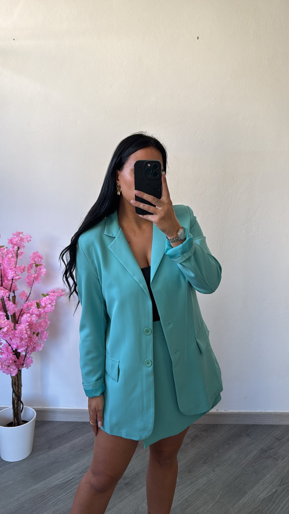 Blazer oversize - azul turquesa